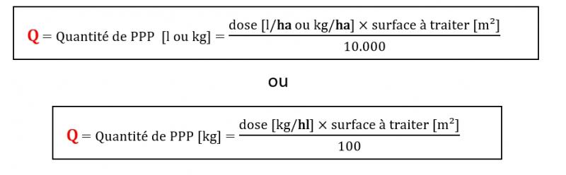 Quantité de PPP pour le calcul de dose